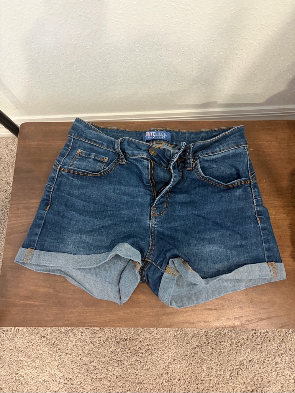 Wax Jean Dark Blue Roll-Cuff Denim Shorts